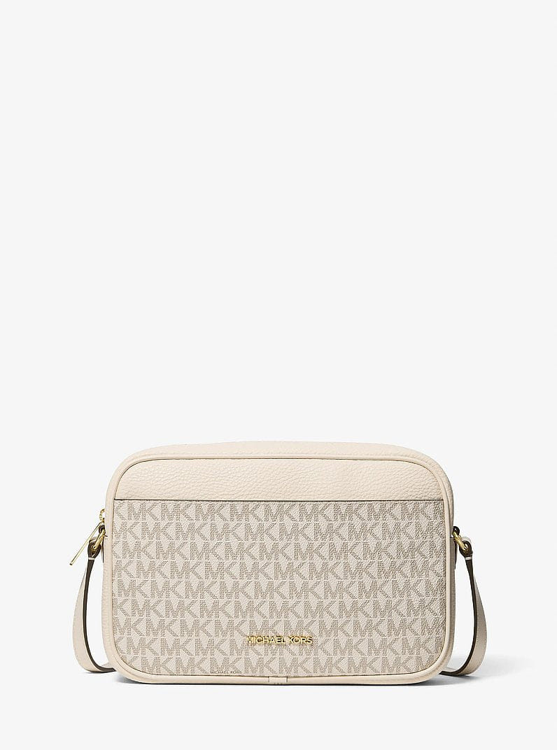 Michael Kors Jet Set Travel Large Signature logo Camera Crossbody Bag Lt Crm Multi