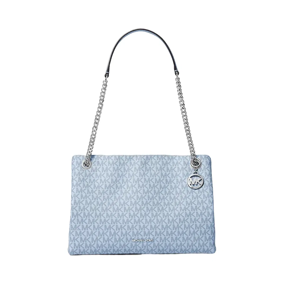 Michael Kors Christina Medium Signature Logo Shoulder Bag Pale Ocean
