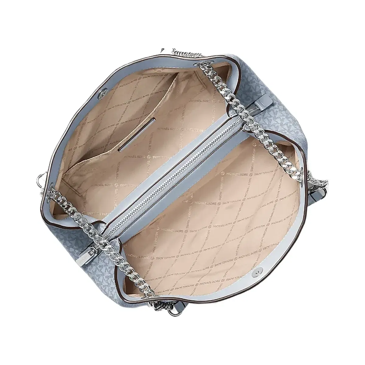 Michael Kors Christina Medium Signature Logo Shoulder Bag Pale Ocean