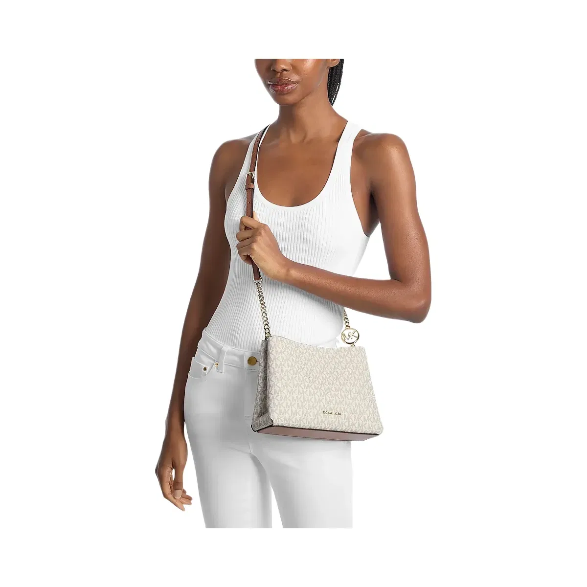 Michael Kors Christina Small Signature Logo Crossbody Bag Vanilla