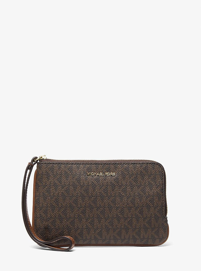 Michael Kors Jet Set Travel Small Signature Logo Wristlet Brown