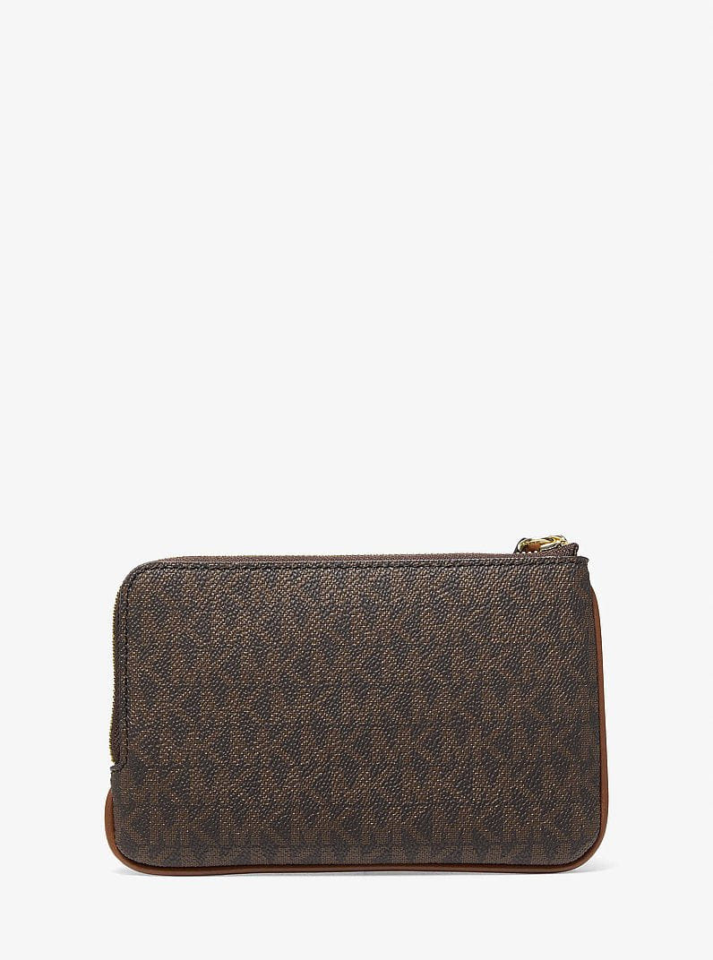 Michael Kors Jet Set Travel Small Signature Logo Wristlet Brown