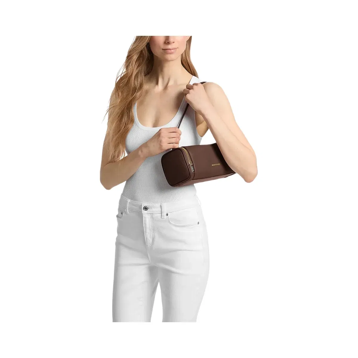 Michael Kors Jet Set Travel Small Pebbled Leather Convertible Crossbody Bag Nutmeg