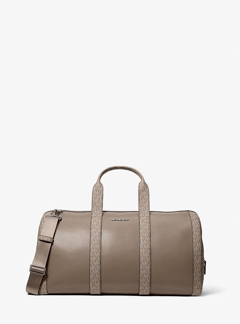 Michael Kors Cooper Pebbled Leather and Signature Logo Duffel Bag Mushroom