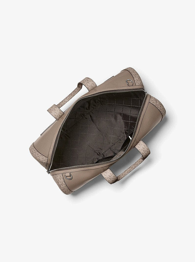 Michael Kors Cooper Pebbled Leather and Signature Logo Duffel Bag Mushroom