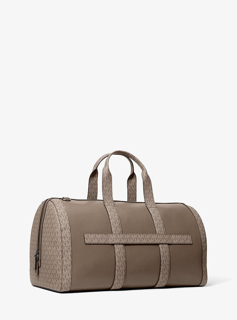 Michael Kors Cooper Pebbled Leather and Signature Logo Duffel Bag Mushroom