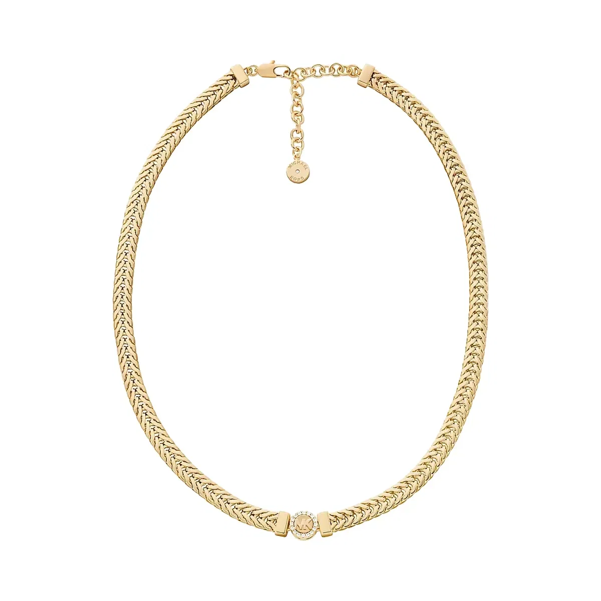 Michael Kors Pavé Logo Foxtail Chain Necklace Gold