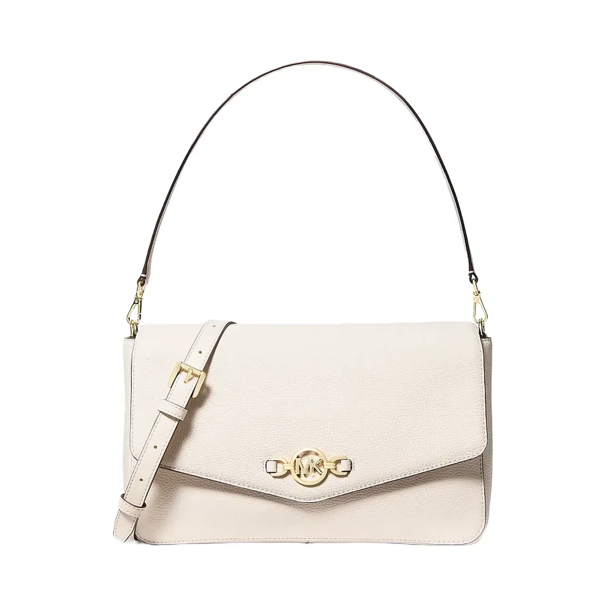 Michael Kors Kacey Large Pebbled Leather Convertible Shoulder Bag Lt Cream