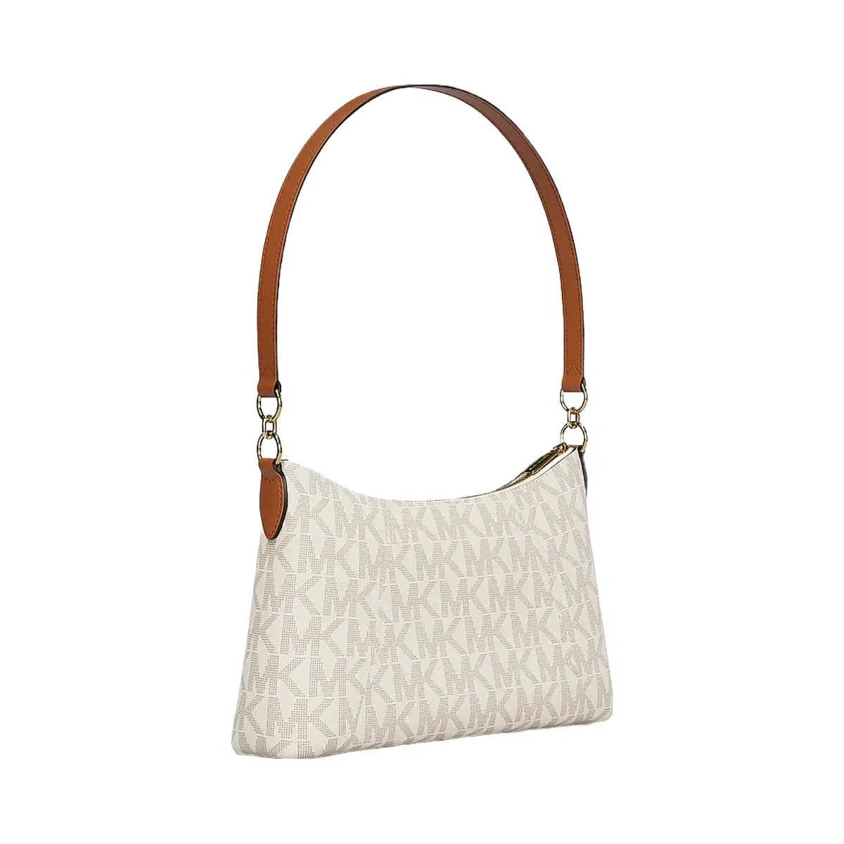 Michael Kors Sienna Medium Signature Logo Convertible Crossbody Bag Vanilla/Luggage