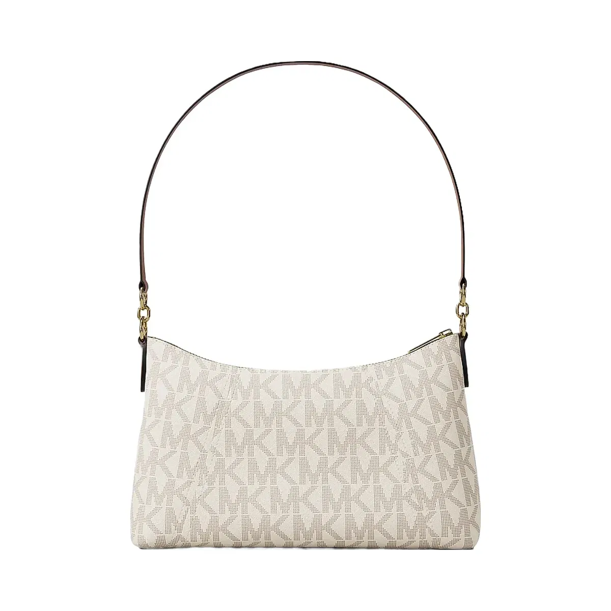 Michael Kors Sienna Medium Signature Logo Convertible Crossbody Bag Vanilla/Luggage