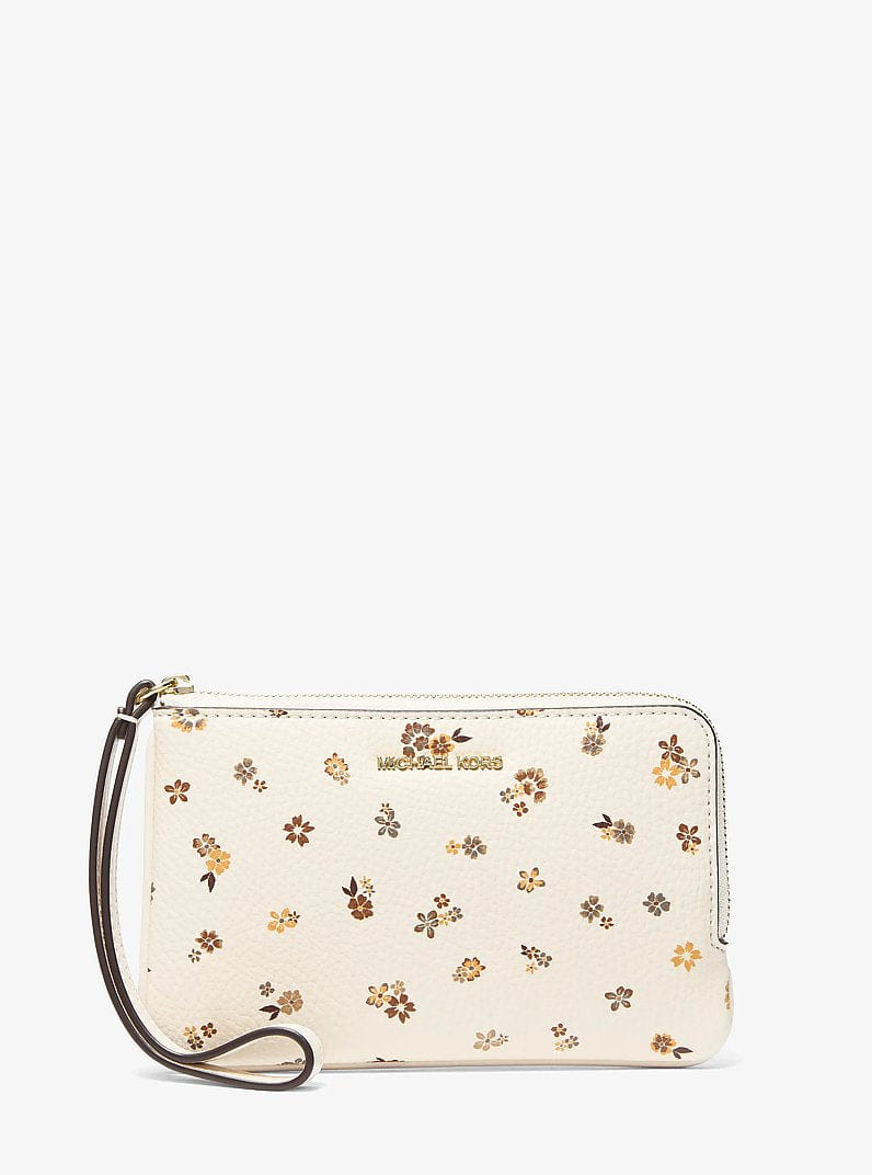 Michael Kors Jet Set Travel Small Floral Printed Wristlet Lt Cream