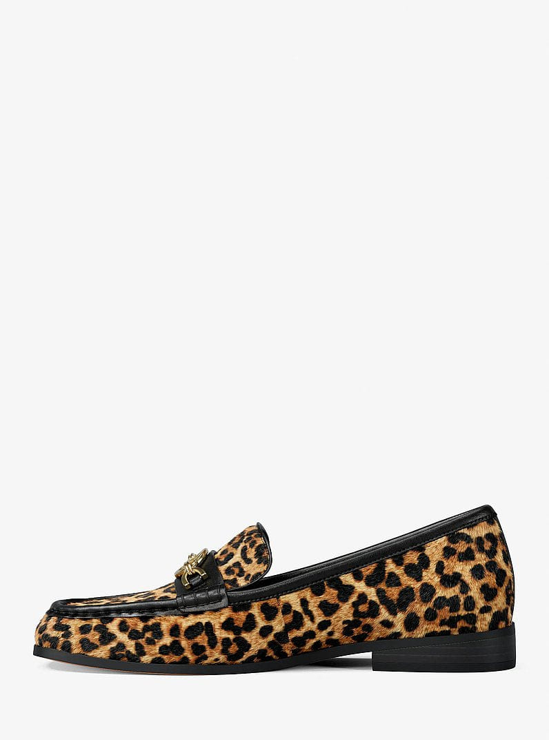 Michael Kors Kacey Leopard Print Calf Hair Loafer Dk Camel Mlt