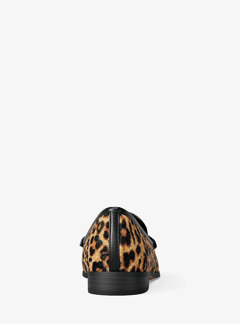 Michael Kors Kacey Leopard Print Calf Hair Loafer Dk Camel Mlt