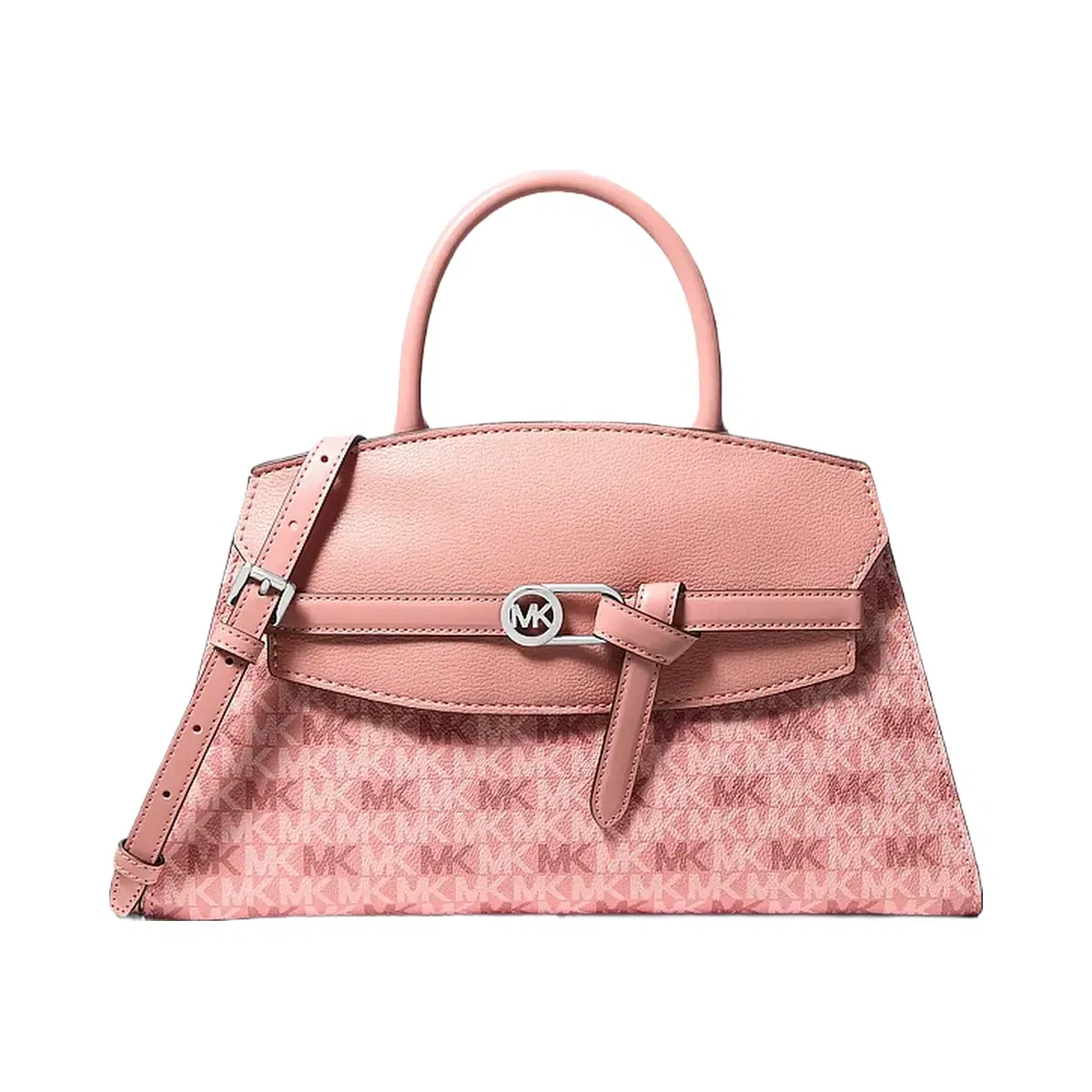 Michael Kors Greta Medium Signature Logo Satchel Sunset Rose