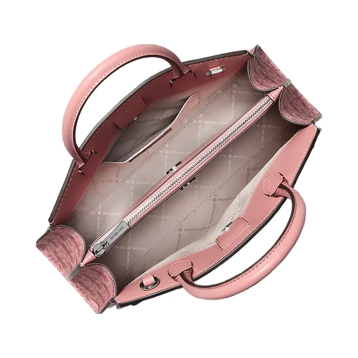 Michael Kors Greta Medium Signature Logo Satchel Sunset Rose