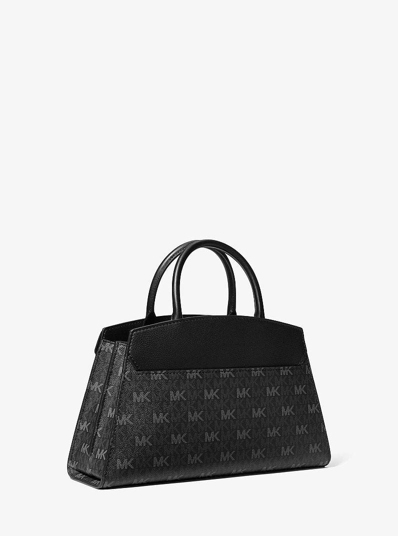 Michael Kors Greta Medium Signature Logo Satchel Black