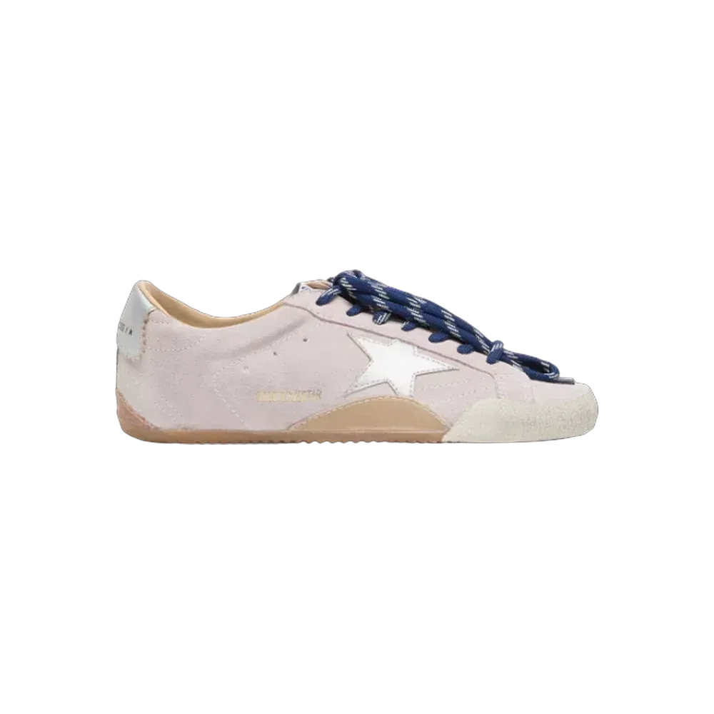 Golden Goose True-Star In Pastel Pink Suede With Silver Star And Heel Tab