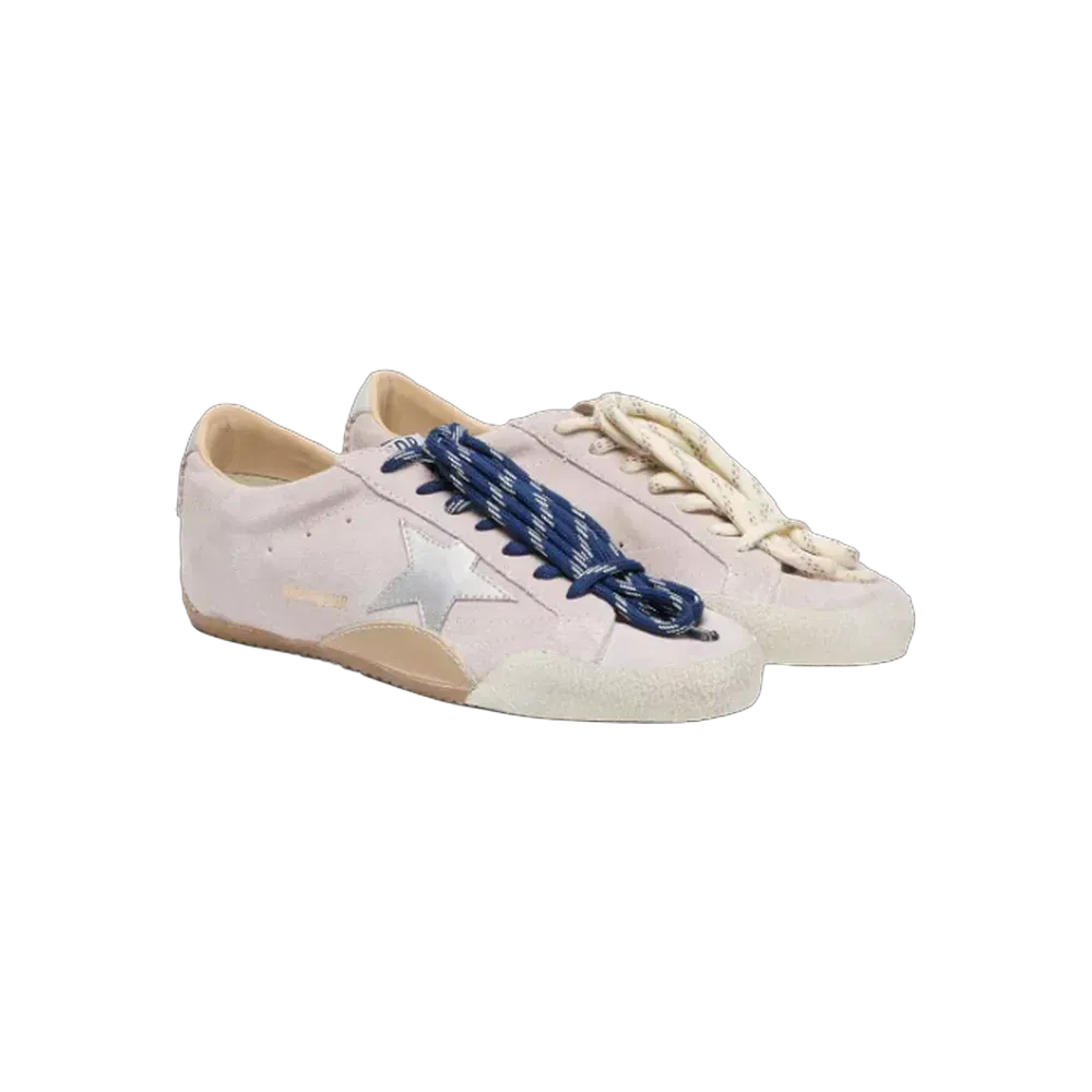 Golden Goose True-Star In Pastel Pink Suede With Silver Star And Heel Tab