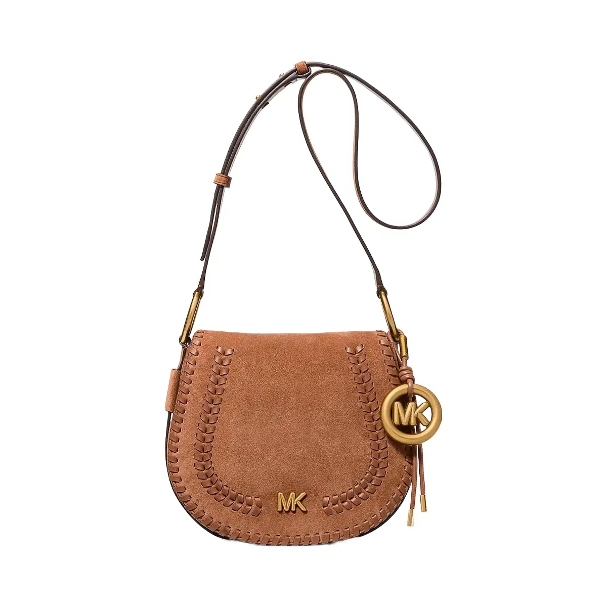 Michael Kors Josie Medium Whipstitched Suede Saddle Bag Luggage