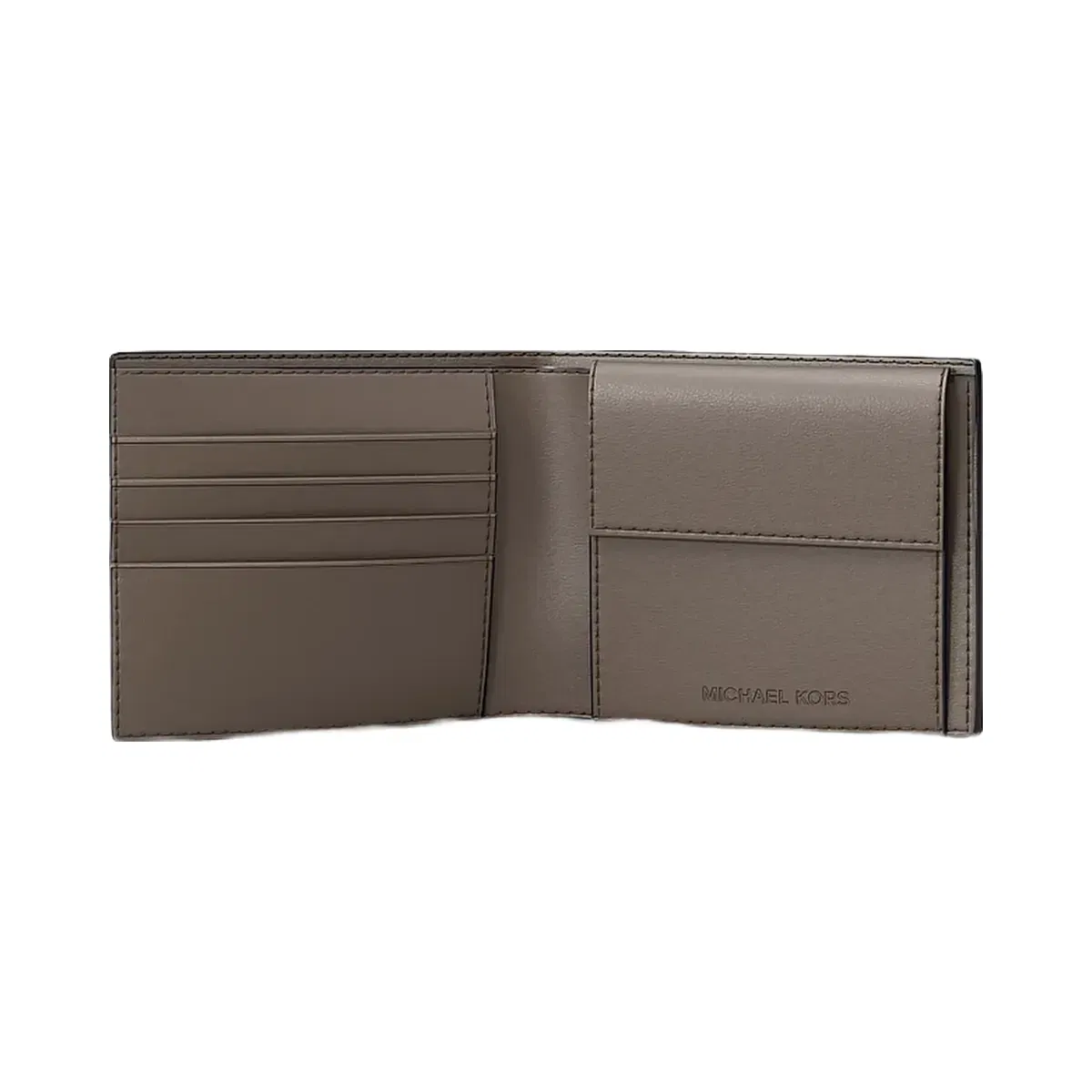 Michael Kors Cooper Pebbled Leather Billfold Wallet With Coin Pouch Mushroom