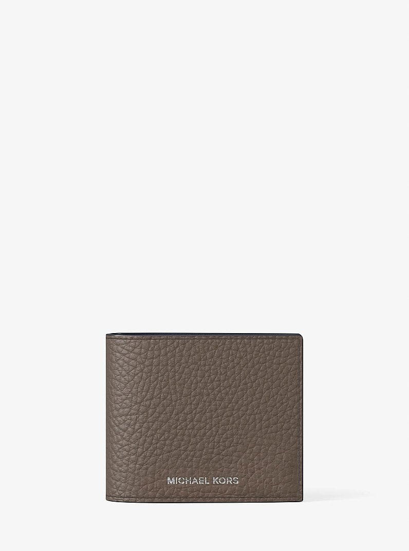 Michael Kors Cooper Pebbled Leather Billfold Wallet With Coin Pouch Mushroom