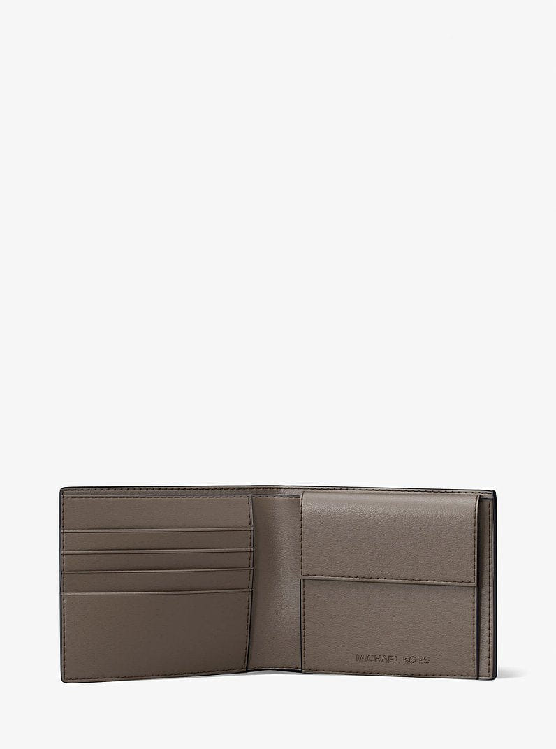 Michael Kors Cooper Pebbled Leather Billfold Wallet With Coin Pouch Mushroom