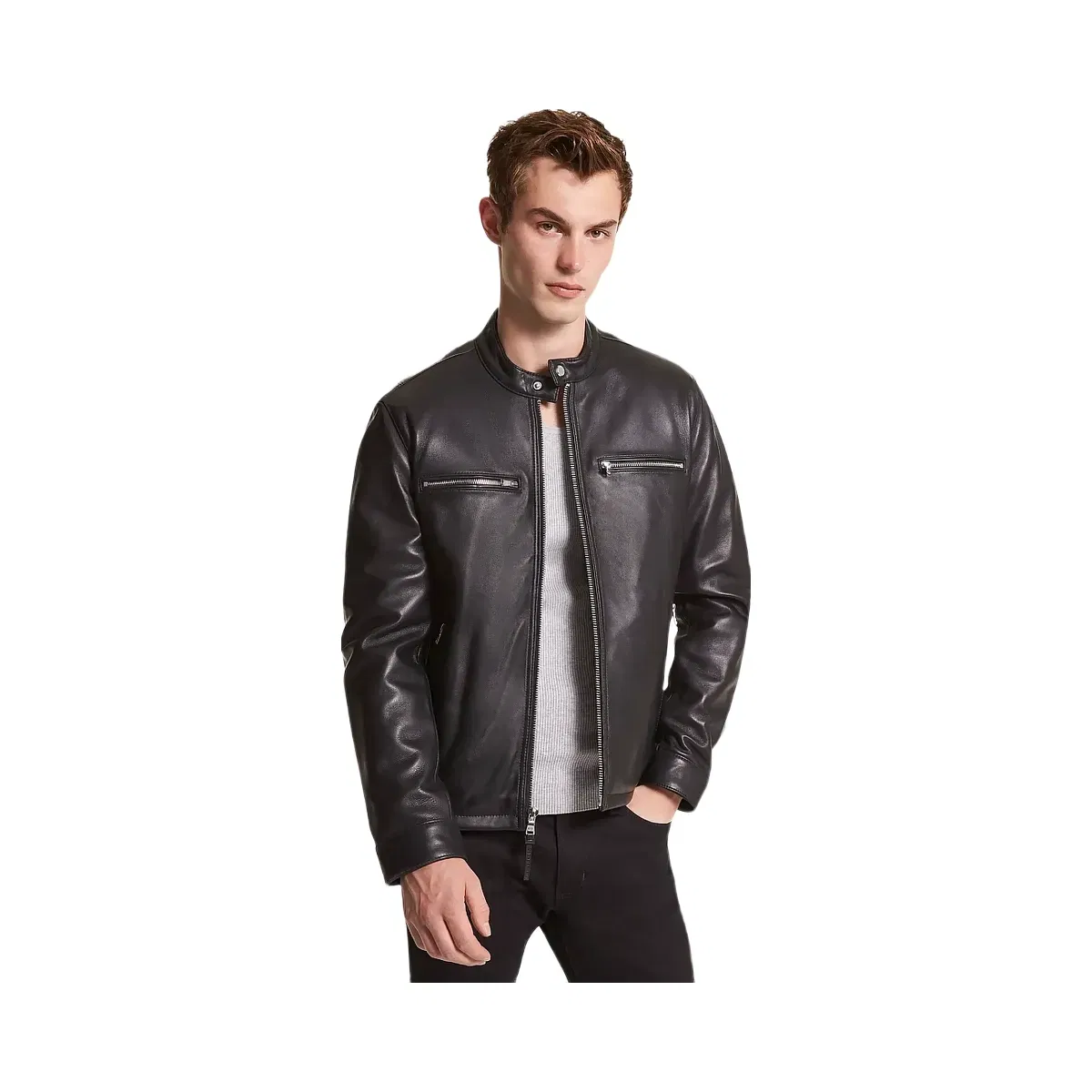Michael Kors Leather Moto Jacket Black