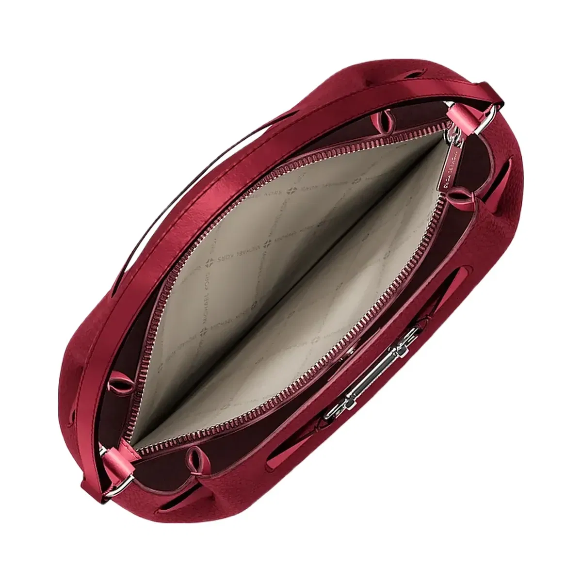 Michael Kors Carson Medium Pebbled Leather Convertible Bucket Crossbody Bag Maroon