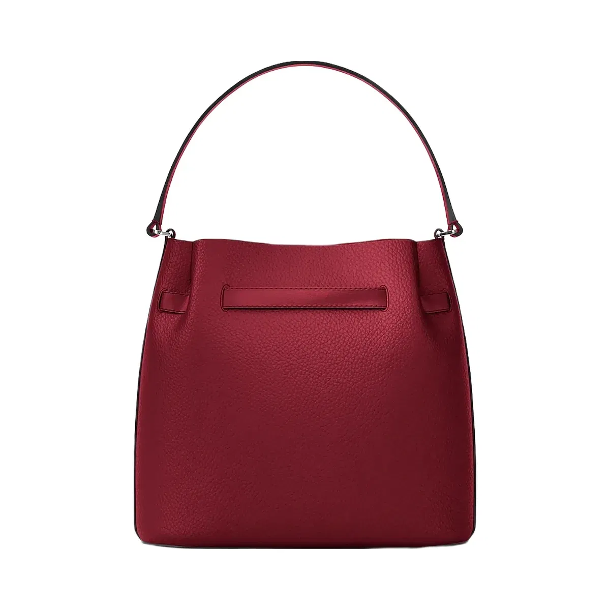 Michael Kors Carson Medium Pebbled Leather Convertible Bucket Crossbody Bag Maroon