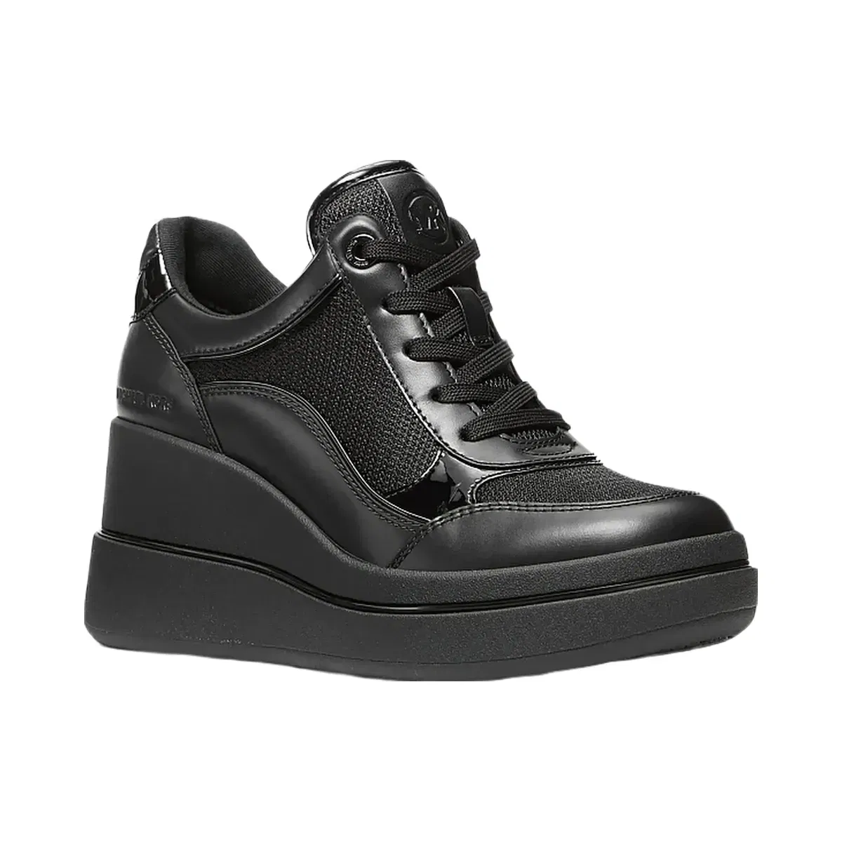 Michael Kors Emmy Leather and Mesh Wedge Trainer Black