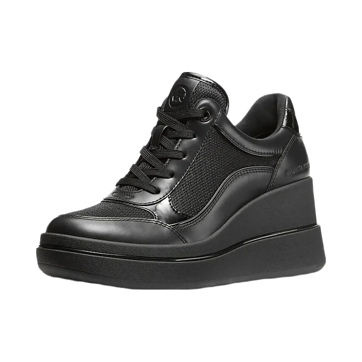 Michael Kors Emmy Leather and Mesh Wedge Trainer Black