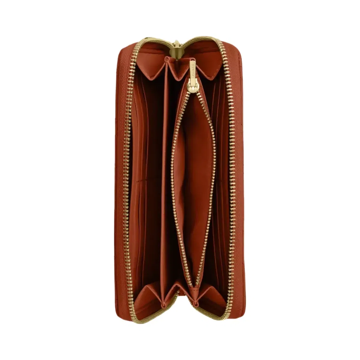 Coach Long Zip Around Wallet With Quilting in Gold Cinnamon