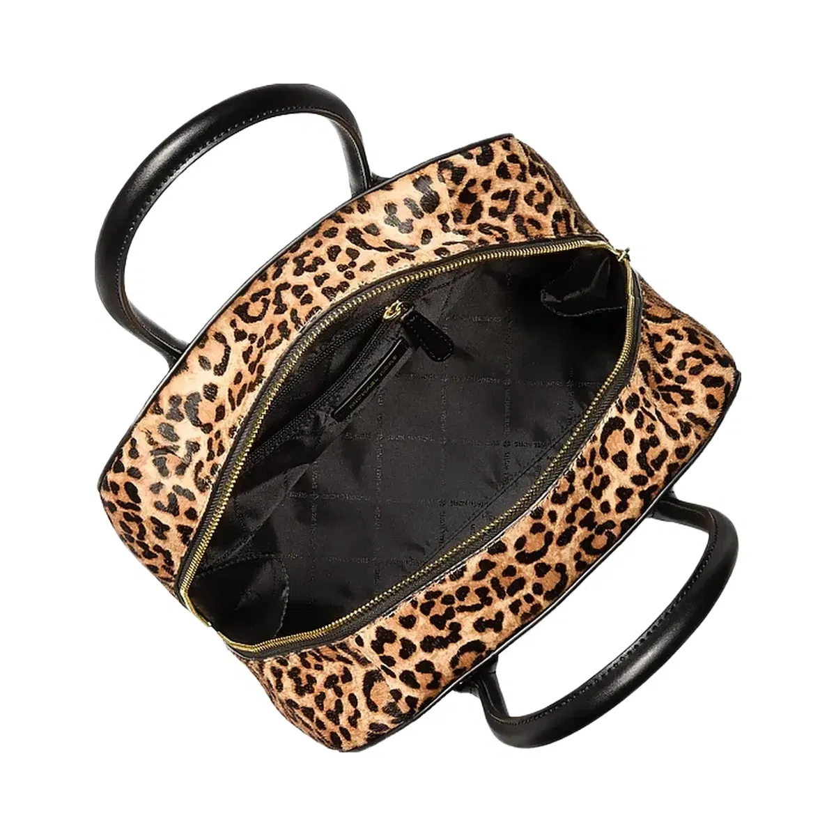 Michael Kors Ashton Medium Leopard Print Calf Hair and Smooth Satchel Camel Mlt