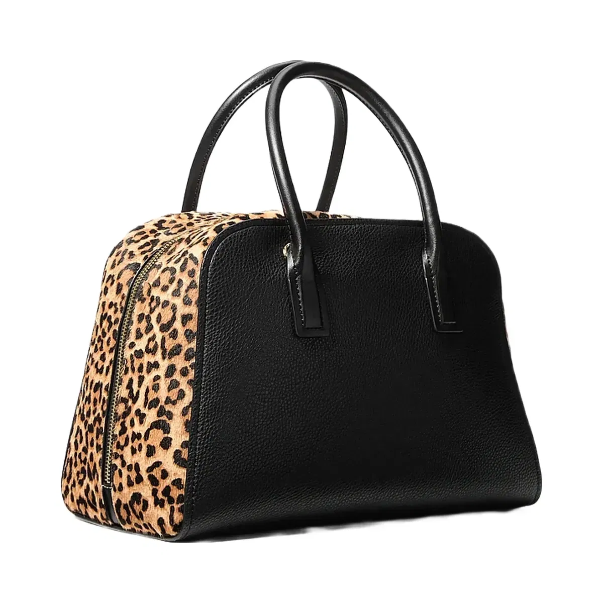 Michael Kors Ashton Medium Leopard Print Calf Hair and Smooth Satchel Camel Mlt