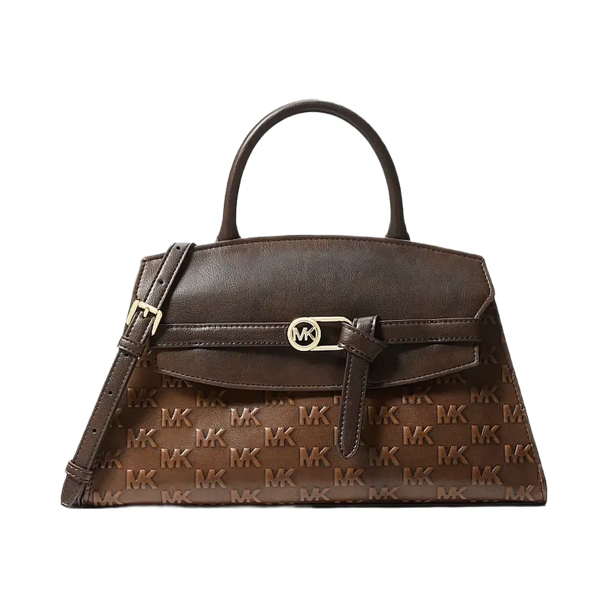 Michael Kors Greta Medium Logo Embossed Satchel Chocolate