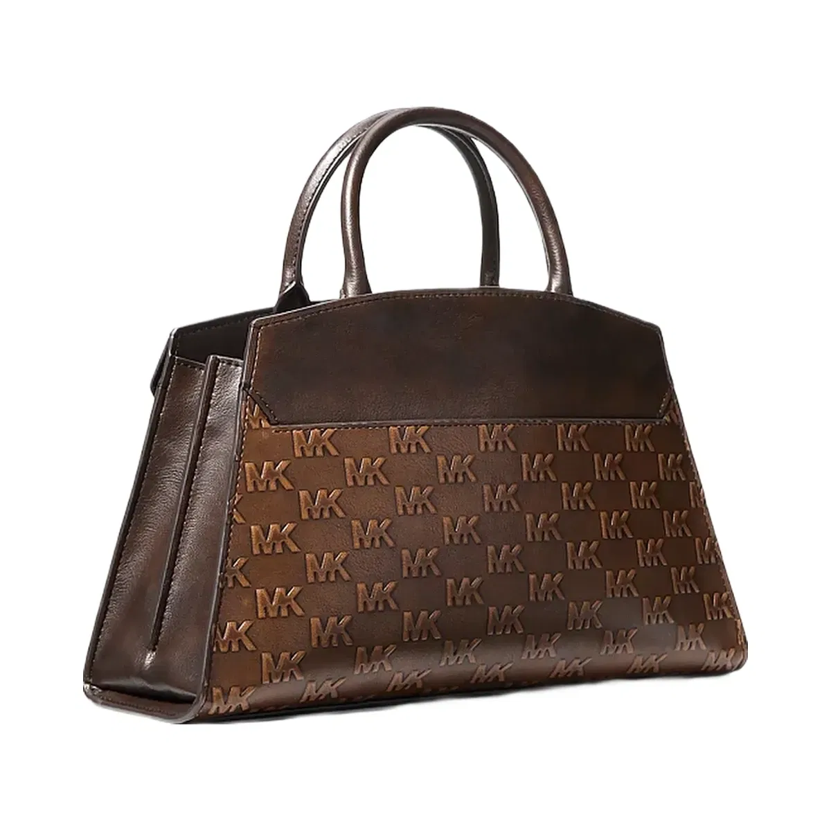 Michael Kors Greta Medium Logo Embossed Satchel Chocolate