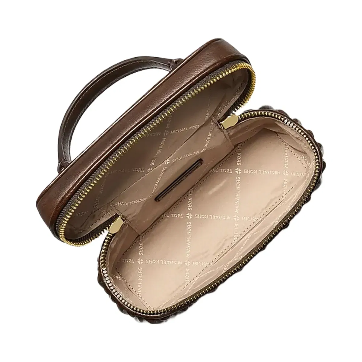 Michael Kors Vivi Small Matelassé Burnished Vanity Crossbody Bag Chocolate