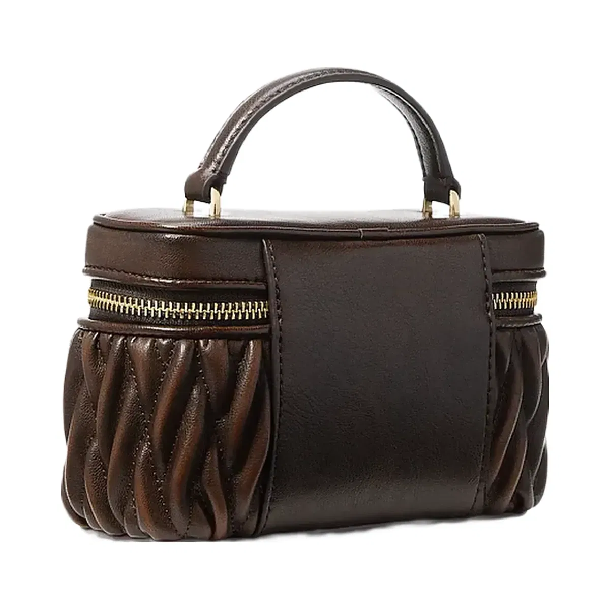 Michael Kors Vivi Small Matelassé Burnished Vanity Crossbody Bag Chocolate
