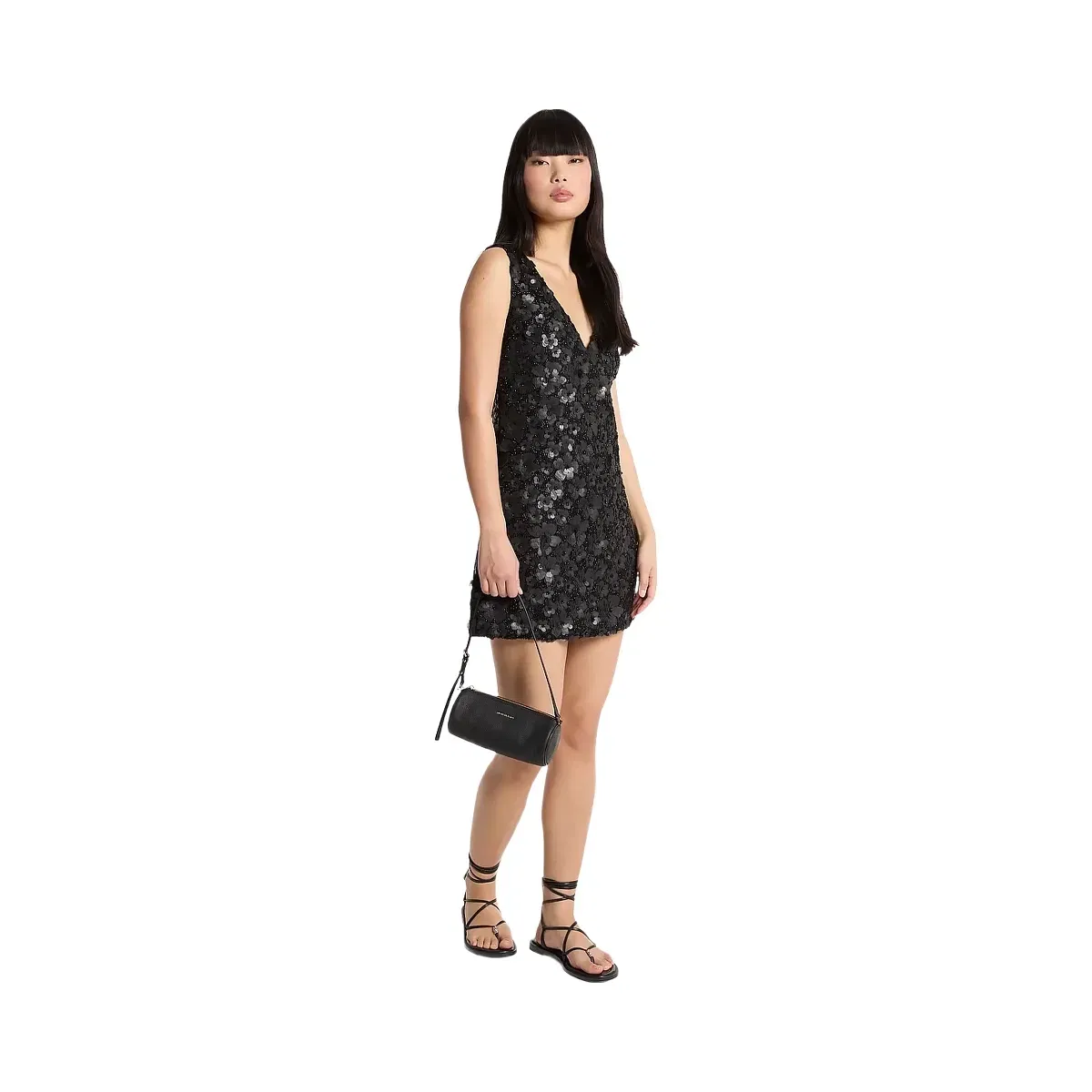 Michael Kors Floral Embellished Scuba Mini Dress Black
