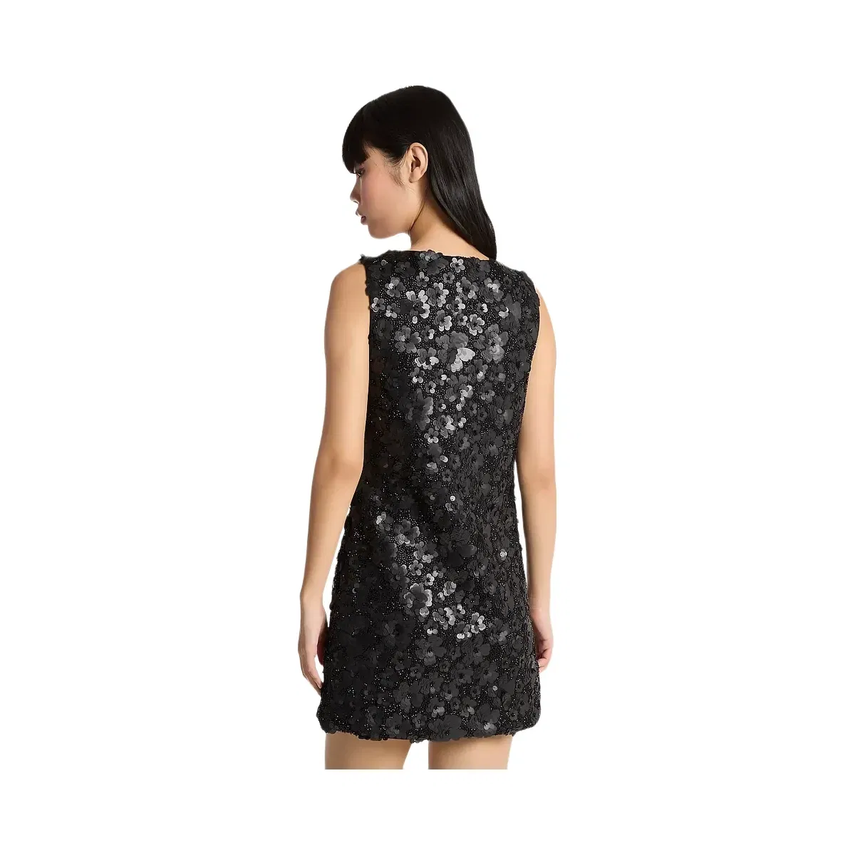 Michael Kors Floral Embellished Scuba Mini Dress Black