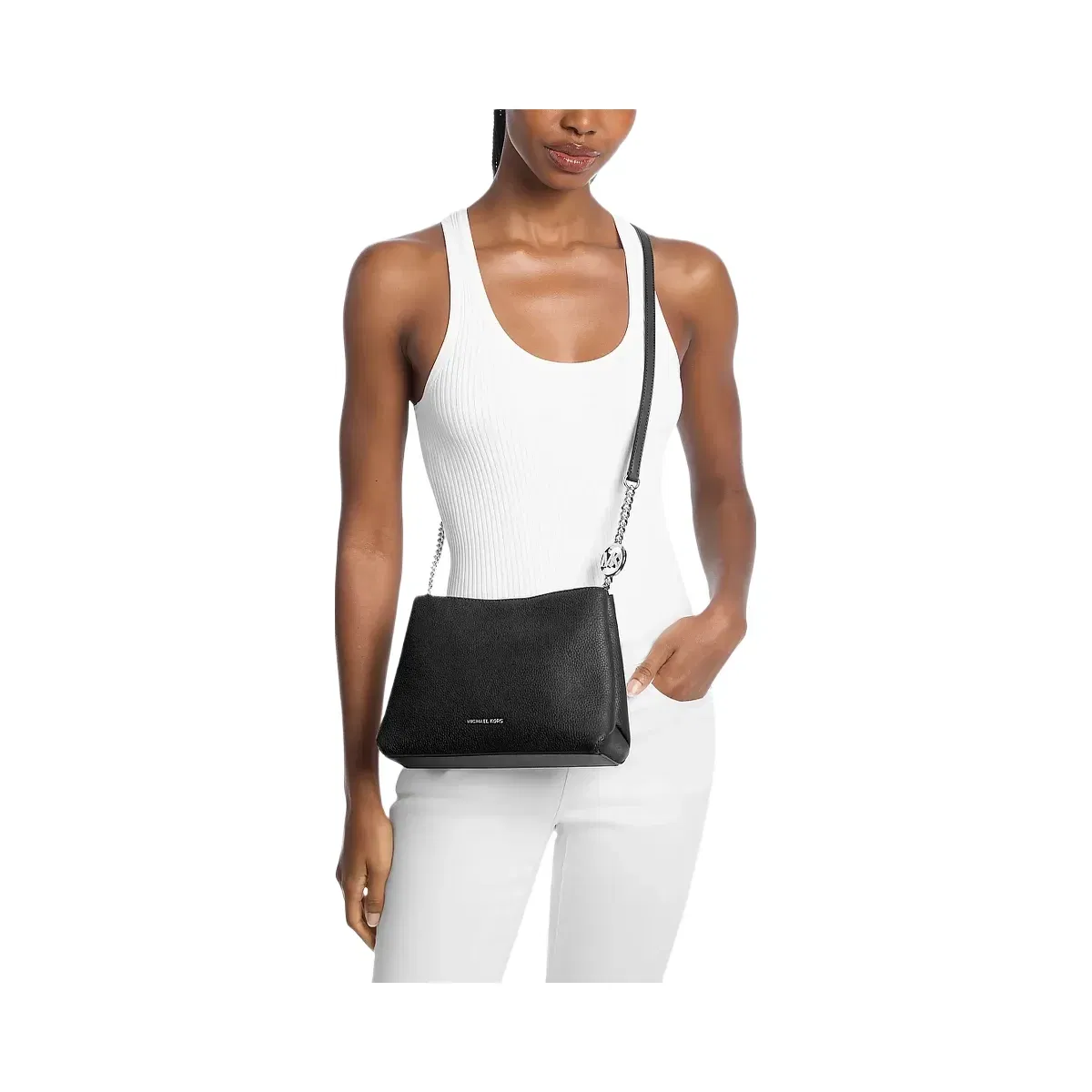 Michael Kors Christina Small Pebbled Leather Crossbody Bag Black