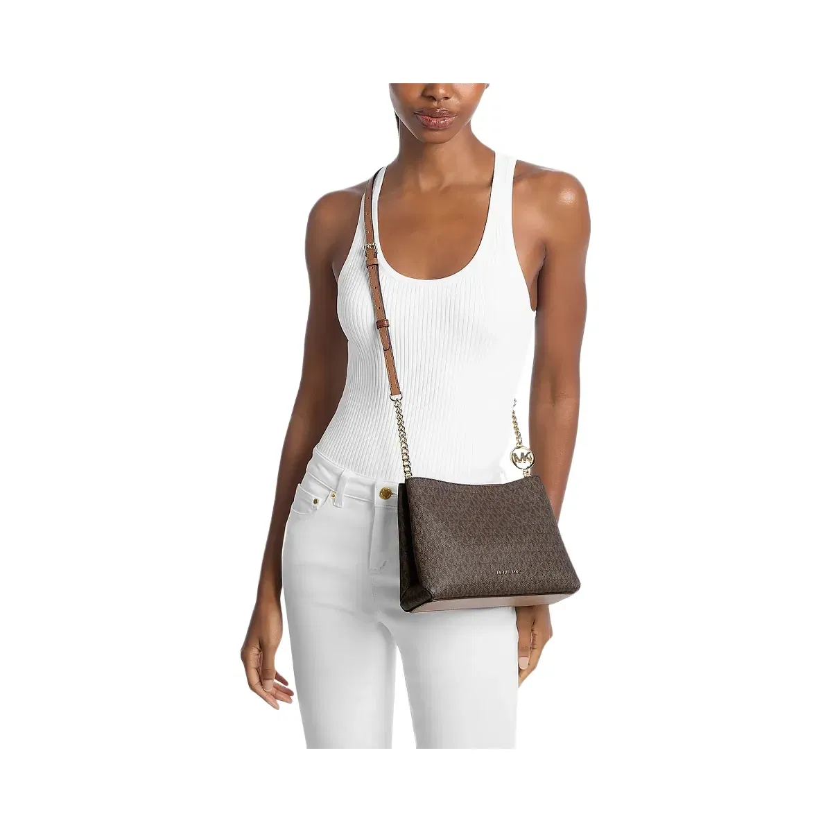 Michael Kors Christina Small Signature Logo Crossbody Bag Brown