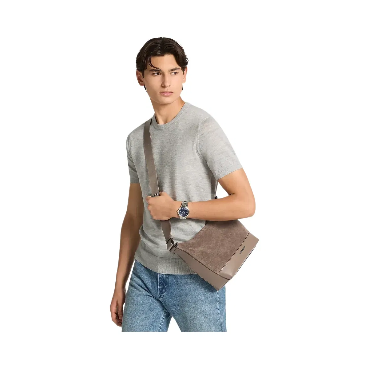 Michael Kors Cooper Suede Crossbody Bag Mushroom