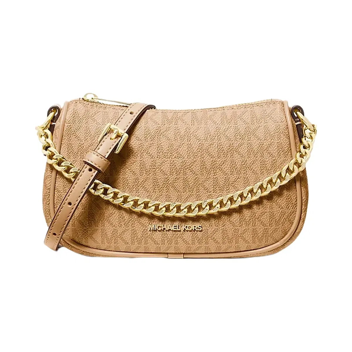 Michael Kors Carmela Small Signature Logo Convertible Crossbody Bag Camel