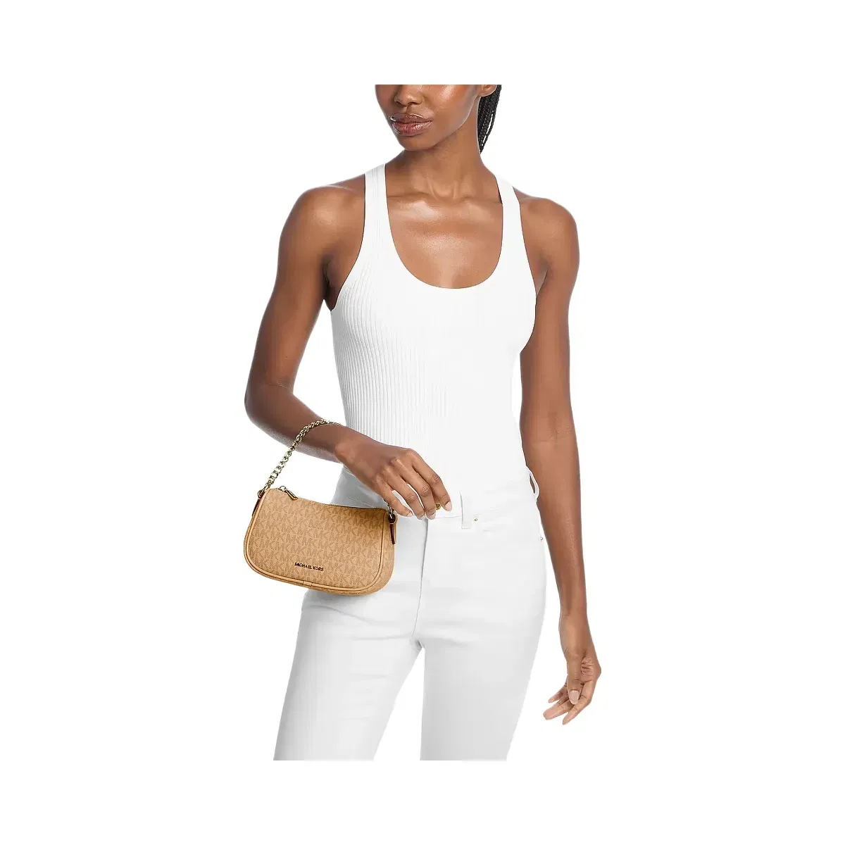 Michael Kors Carmela Small Signature Logo Convertible Crossbody Bag Camel