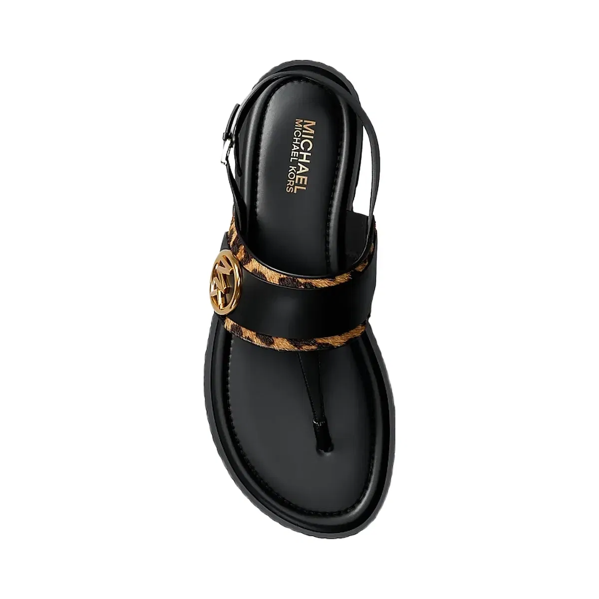 Michael Kors Carmen Cheetah Print Calf Hair Thong Sandal Dk Camel Mlt