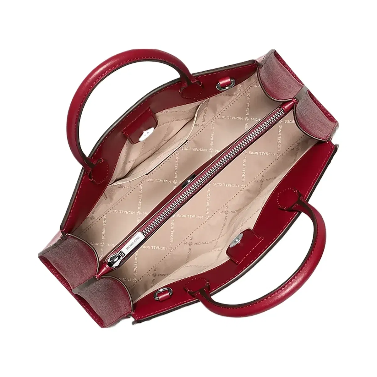 Michael Kors Greta Medium Leather Satchel Maroon