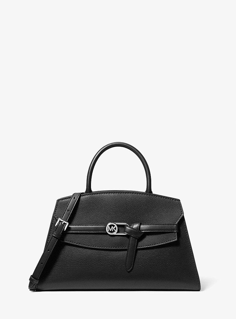 Michael Kors Greta Medium Leather Satchel Black