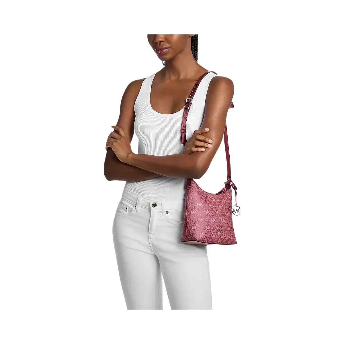 Michael Kors Maya Small Signature Logo Crossbody Bag Maroon