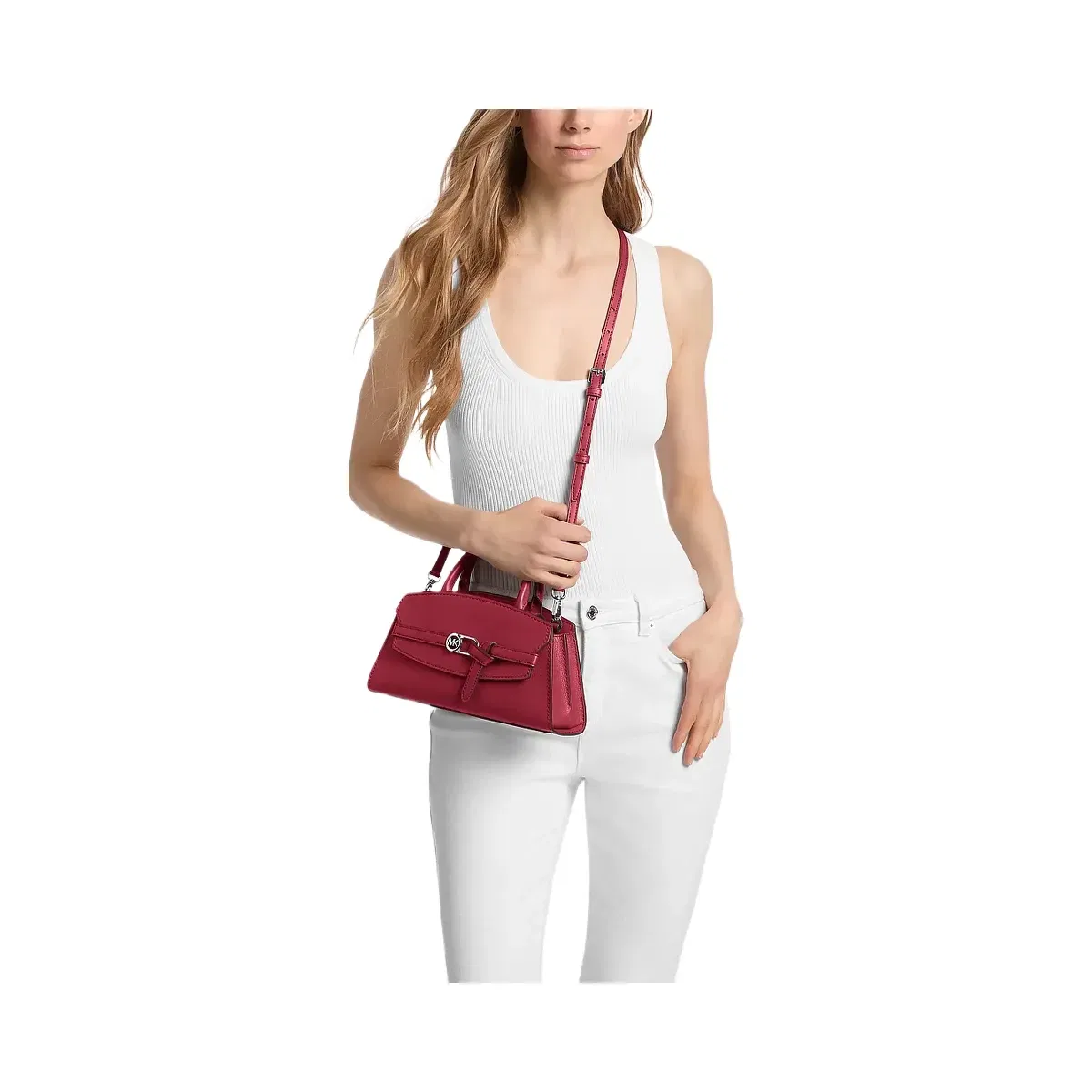 Michael Kors Greta Small Leather Satchel Maroon